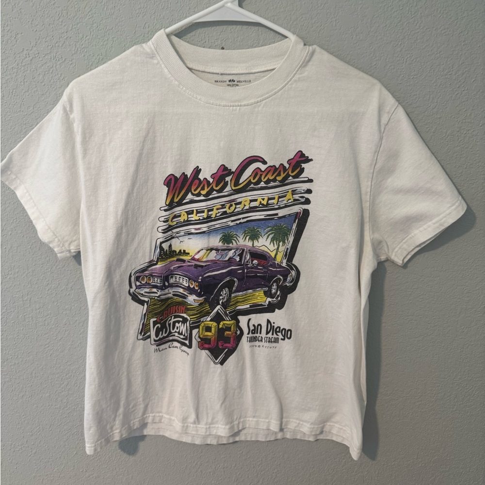 White Brandy Melville West Coast California Car graphic tee